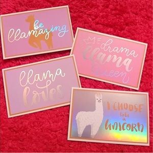 4/$15 🌻 NWT Set of 4 Holographic Llama Postcards pink & purple